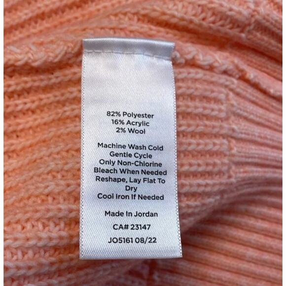 Talbots Shaker Stitch Cuffed Back Cardigan Size Petite Peachy Orange Small - Picture 4 of 5